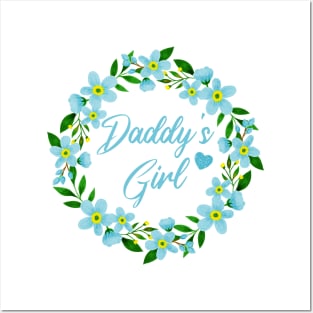 Floral Daddy's Girl, Forget Me Not Floral Wreath Posters and Art